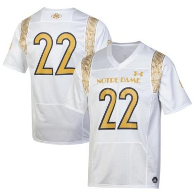 Men's Under Armour #22 White Notre Dame Fighting Irish 2022 Shamrock Series Replica Jersey