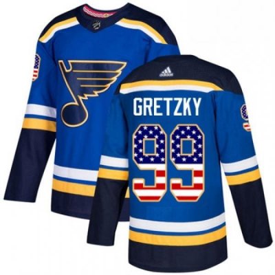 Youth Adidas St Louis Blues 99 Wayne Gretzky Authentic Blue USA Flag Fashion NHL Jersey