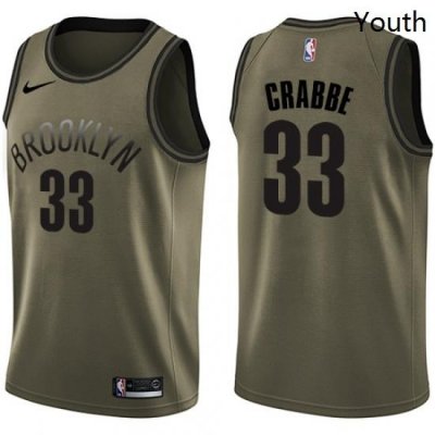 Youth Nike Brooklyn Nets 33 Allen Crabbe Swingman Green Salute to Service NBA Jersey