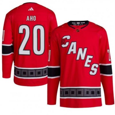 Men Carolina Hurricanes 20 Sebastian Aho 2022 23 Reverse Retro Red Stitched Jersey