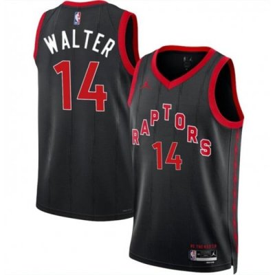 Men Toronto Raptors 14 Ja u2019Kobe Walter Black 2024 Draft Statement Edition Stitched Basketball Jersey