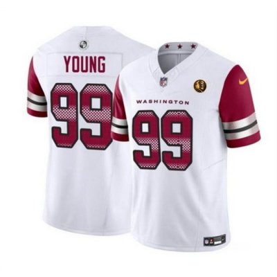 Men Washington Commanders 99 Chase Young White 2023 F U S E  With John Madden Patch Vapor Limited Stitched Football Jersey