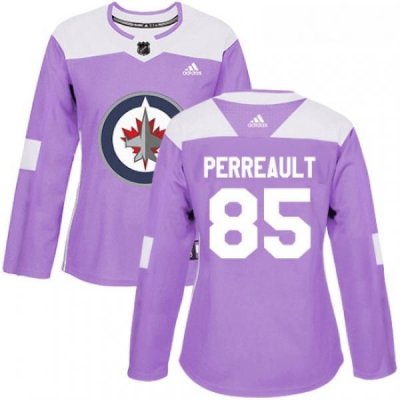 Womens Adidas Winnipeg Jets 85 Mathieu Perreault Authentic Purple Fights Cancer Practice NHL Jersey