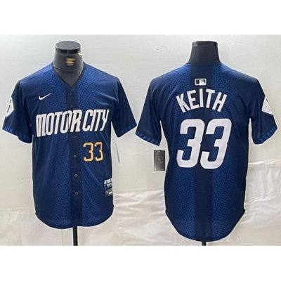 Men Detroit Tigers 33 Colt Keith 2024 Navy City Connect Cool Base Limited Stitched Jersey 2