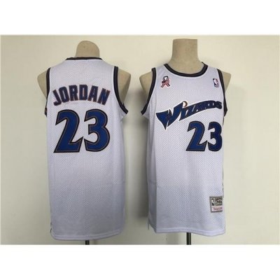 Men Washington Wizards 23 Michael Jordan White Throwback Stitched Jersey