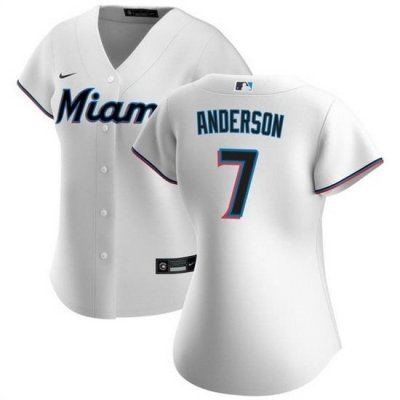 Women Miami Marlins 7 Tim Anderson White Cool Base Stitched Baseball Jersey