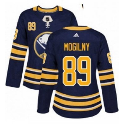 Womens Adidas Buffalo Sabres 89 Alexander Mogilny Premier Navy Blue Home NHL Jersey