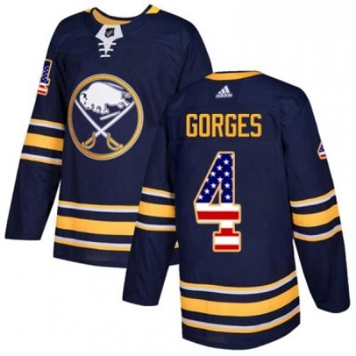 Youth Adidas Buffalo Sabres 4 Josh Gorges Authentic Navy Blue USA Flag Fashion NHL Jersey