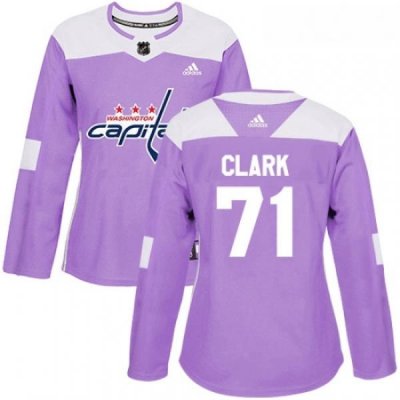 Womens Adidas Washington Capitals 71 Kody Clark Authentic Purple Fights Cancer Practice NHL Jersey