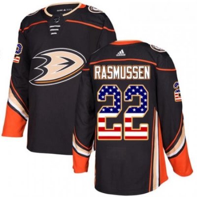 Youth Adidas Anaheim Ducks 22 Dennis Rasmussen Authentic Black USA Flag Fashion NHL Jersey