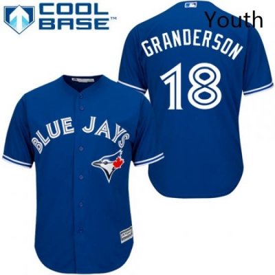 Youth Majestic Toronto Blue Jays 18 Curtis Granderson Authentic Blue Alternate MLB Jersey