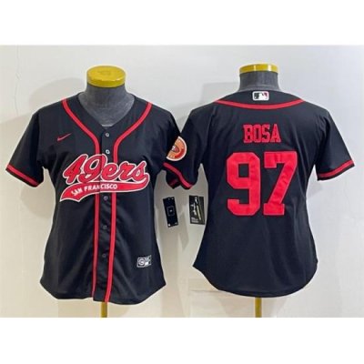 Women San Francisco 49ers 97 Nick Bosa Black With Patch Cool Base Stitched Baseball Jersey