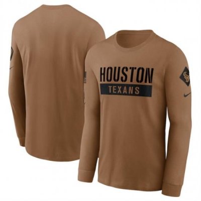 Men Houston Texans 2023 Brown Salute To Service Long Sleeve T Shirt