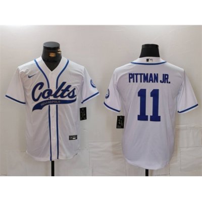 Men Indianapolis Colts 11 Michael Pittman Jr  White Cool Base Stitched Baseball Jersey