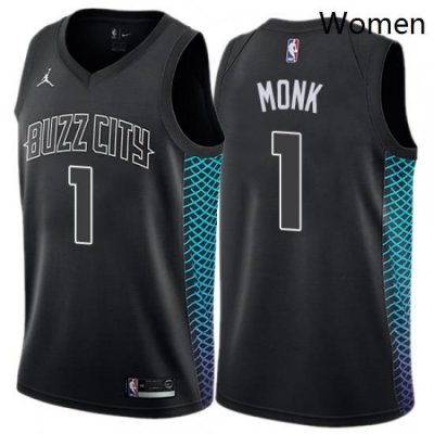 Womens Nike Jordan Charlotte Hornets 1 Malik Monk Swingman Black NBA Jersey City Edition