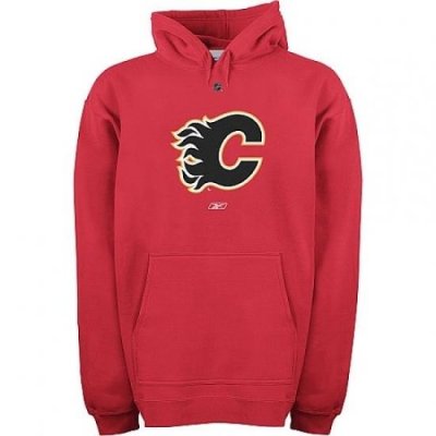 NHL Mens Reebok Calgary Flames Primary Logo Hooded Sweatshirt