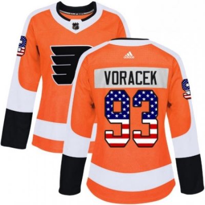 Womens Adidas Philadelphia Flyers 93 Jakub Voracek Authentic Orange USA Flag Fashion NHL Jersey