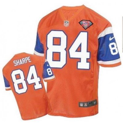 Men Nike Broncos #84 Shannon Sharpe Orange Stitched 75TH Anniversay Patch Jersey