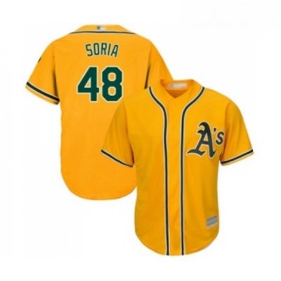 Youth Oakland Athletics 48 Joakim Soria Replica Gold Alternate 2 Cool Base Baseball Jersey