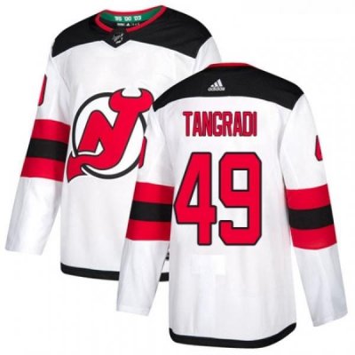 Youth Adidas New Jersey Devils 49 Eric Tangradi Authentic White Away NHL Jersey