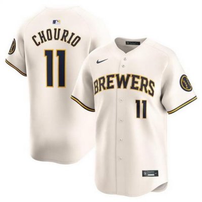 Men Milwaukee Brewers 11 Jackson Chourio Cream 2024 Home Limited Stitched Baseball Jersey