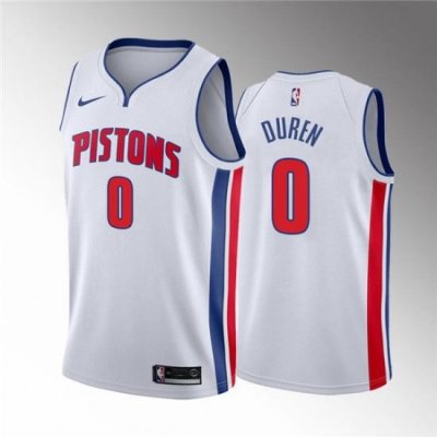 Men's Detroit Pistons #0 Jalen Duren 2020-21 White Association Edition Stitched Jersey