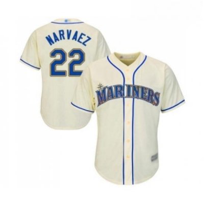 Youth Seattle Mariners 22 Omar Narvaez Replica Cream Alternate Cool Base Baseball Jersey