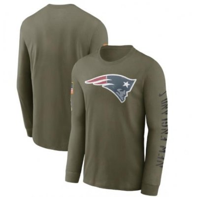 Men New England Patriots Olive 2022 Salute To Service Long Sleeve T Shirt