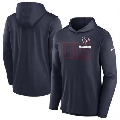 Men Houston Texans Navy Lightweight Performance Hooded Long Sleeve T Shirt