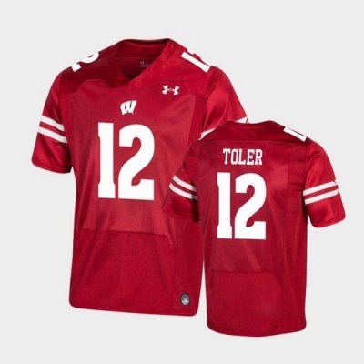 Men Wisconsin Badgers Titus Toler Premier Red Football Jersey