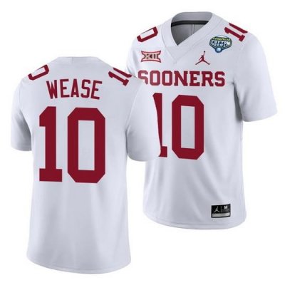 Oklahoma Sooners Theo Wease White 2020 Cotton Bowl Classic College Football Jersey