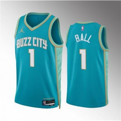 Men Charlotte Hornets 1 LaMelo Ball Teal 2023 24 City Edition Stitched Basketball Jersey