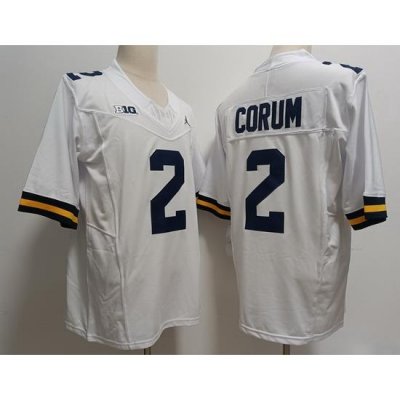 Men Michigan Wolverines Blake Corum #2 White High School F U S E Stitched Jersey