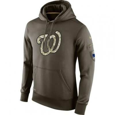 MLB Men Washington Nationals Nike Olive Salute To Service KO Performance Hoodie