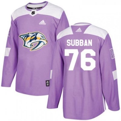 Youth Adidas Nashville Predators 76 PK Subban Authentic Purple Fights Cancer Practice NHL Jersey