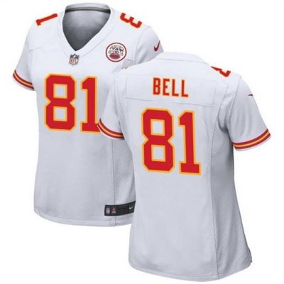 Women Kansas City Chiefs 81 Blake Bell White Stitched Jersey  Run Small