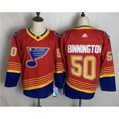 Blues 50 Jordan Binnington Red 2020 21 Reverse Retro Adidas Jersey