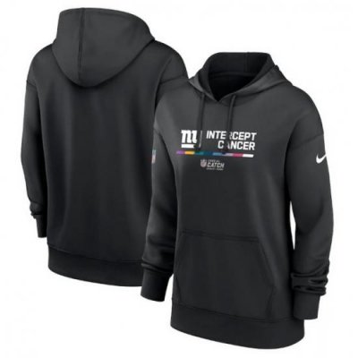 Women New York Giants 2022 Black NFL Crucial Catch Therma Performance Pullover Hoodie