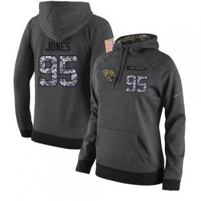 NFL Womens Nike Jacksonville Jaguars 95 Abry Jones Stitched Black Anthracite Salute to Service Player Performance Hoodie