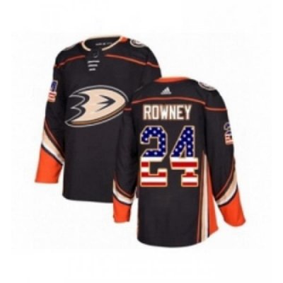 Youth Adidas Anaheim Ducks 24 Carter Rowney Authentic Black USA Flag Fashion NHL Jersey