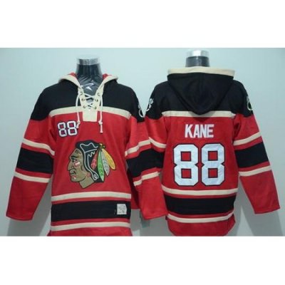 Men Chicago Blackhawks 88 Patrick Kane Red Sawyer Hooded Sweatshirt Stitched NHL Jersey