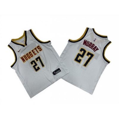 Youth Denver Nuggets 27 Jamal Murray White Stitched Basketball Jersey