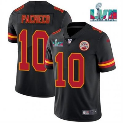 Men Kansas City Chiefs 10 Isiah Pacheco Black Super Bowl LVII Patch Vapor Untouchable Limited Stitched Jersey