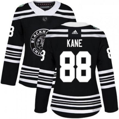 Womens Adidas Chicago Blackhawks 88 Patrick Kane Authentic Black 2019 Winter Classic NHL Jersey