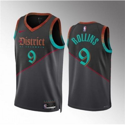 Men Washington Wizards 9 Ryan Rollins Black 2023 24 City Edition Stitched Basketball Jersey