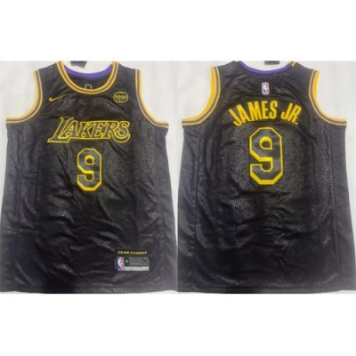 Men Los Angeles Lakers 9 Bronny James Jr  Black 2024 Draft Stitched Basketball JerseyS