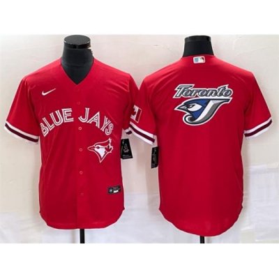 Men Toronto Blue Jays Red Team Big Logo Cool Base Stitched Baseball Jersey