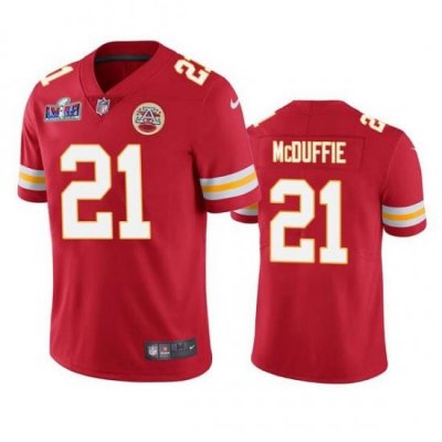 Men Kansas City Chiefs 21 Trent McDuffie Red Vapor Untouchable Limited Stitched Football 2024 Super Bowl LVIII Jersey