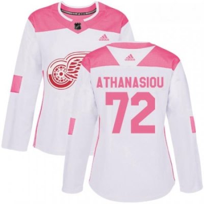 Womens Adidas Detroit Red Wings 72 Andreas Athanasiou Authentic WhitePink Fashion NHL Jersey