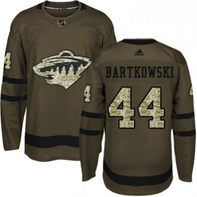 Youth Adidas Minnesota Wild 44 Matt Bartkowski Premier Green Salute to Service NHL Jersey